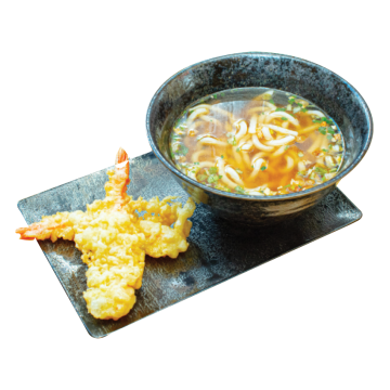 Soupe de nouilles udon tempura crevettes